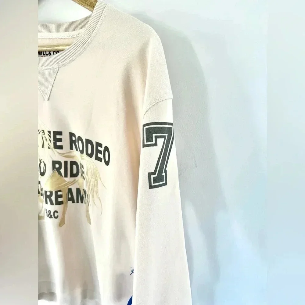 Hammill & Co Cream Rodeo Crewneck‎ Sweatshirt Size Medium, NWT